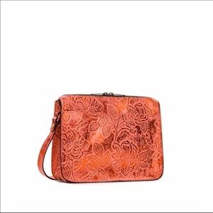 Patricia Nash metallic Orange Floral Embossed Crossbody Bag